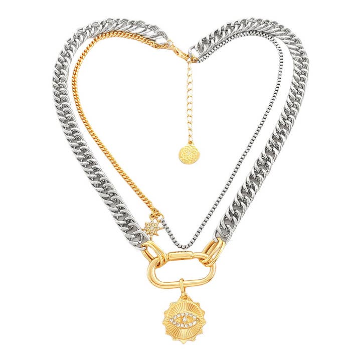 Necklace-octagonal star-shaped eyes pendant necklace for wholesale by Eagle Crest Industries Inc.