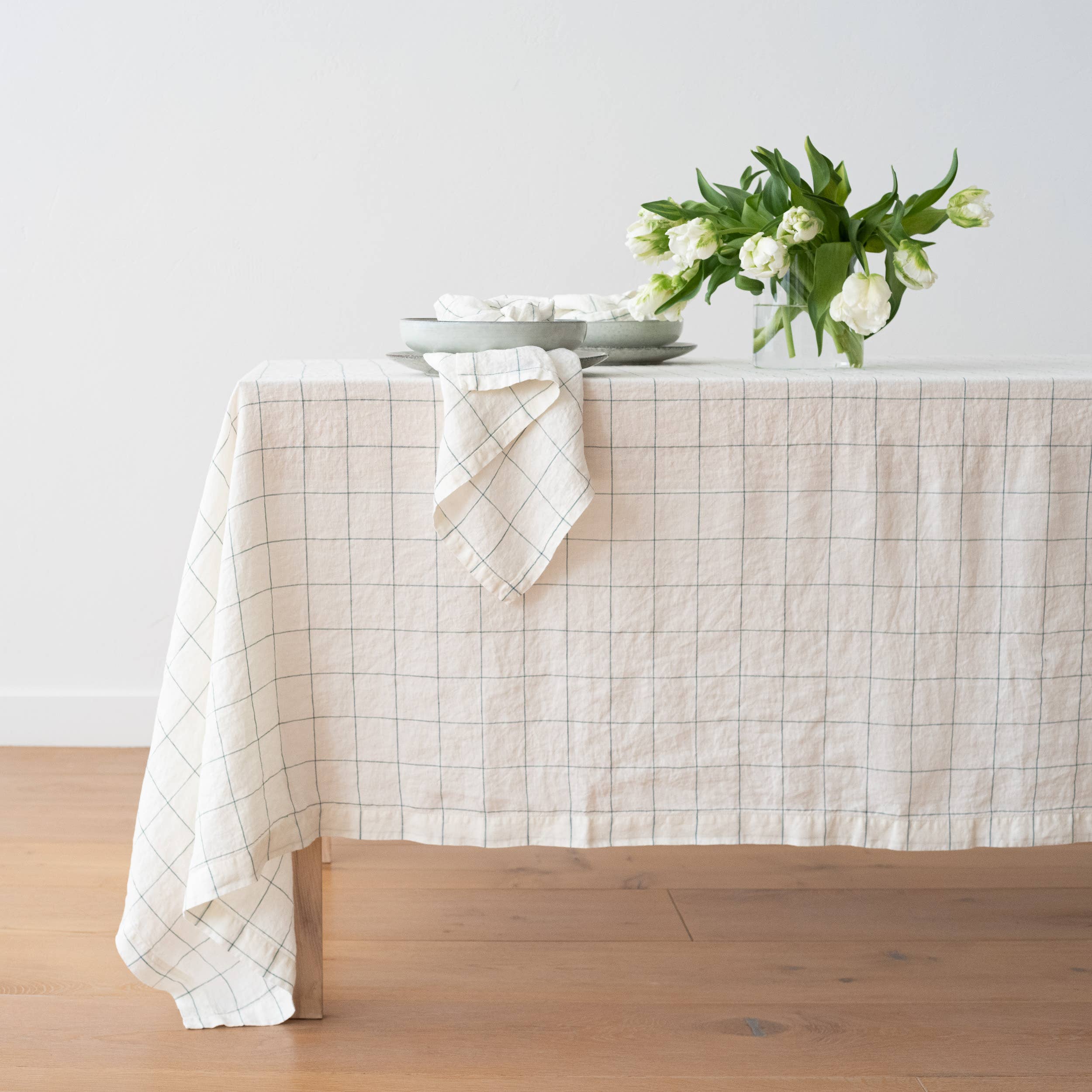 LinenMe - Wholesale Dinerservet - Met ruiten gewassen servet wit/arctisch1