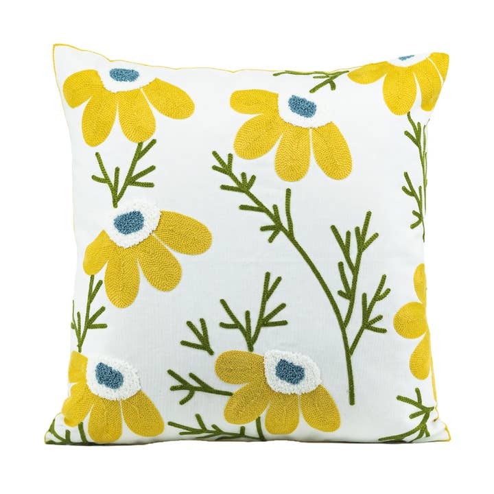 Embroidery flower cushion cover for wholesale by Home and haven