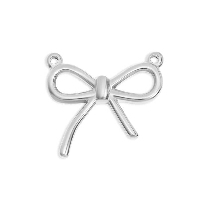 WJW - Wholesale Individual Charm/Pendant - 18K Gold PVD Stainless Steel Bow Connector Charm