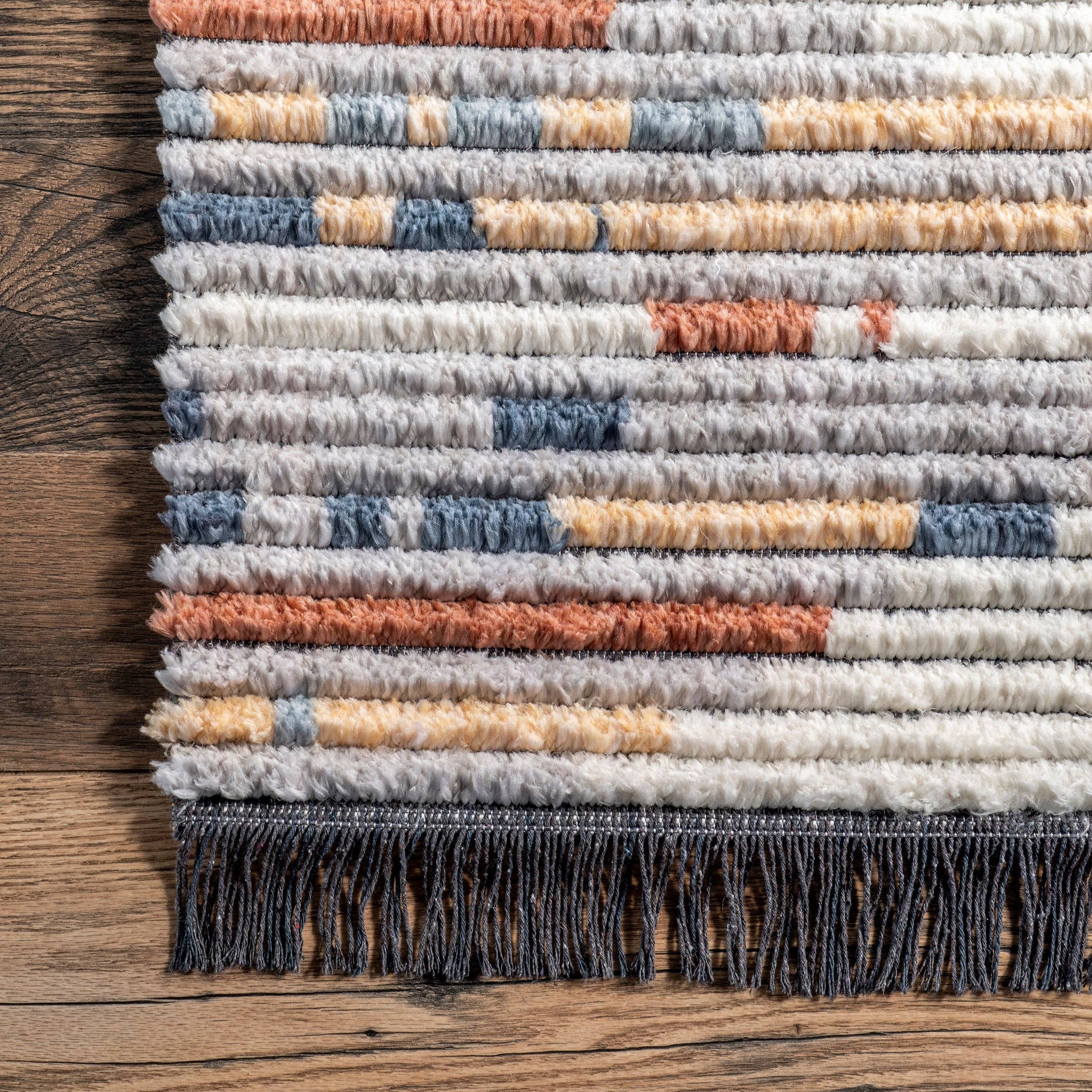 Beige Morgan Contemporary Shag Fringe Area Rug for wholesale on Faire12