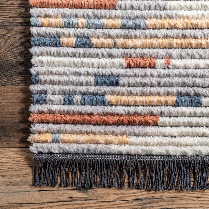 Beige Morgan Contemporary Shag Fringe Area Rug for wholesale on Faire12