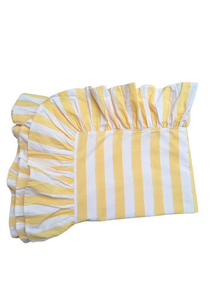 Zitronenstreifen Rüschen Rechteckige Tischdecke für den Großhandel von LNH EDIT