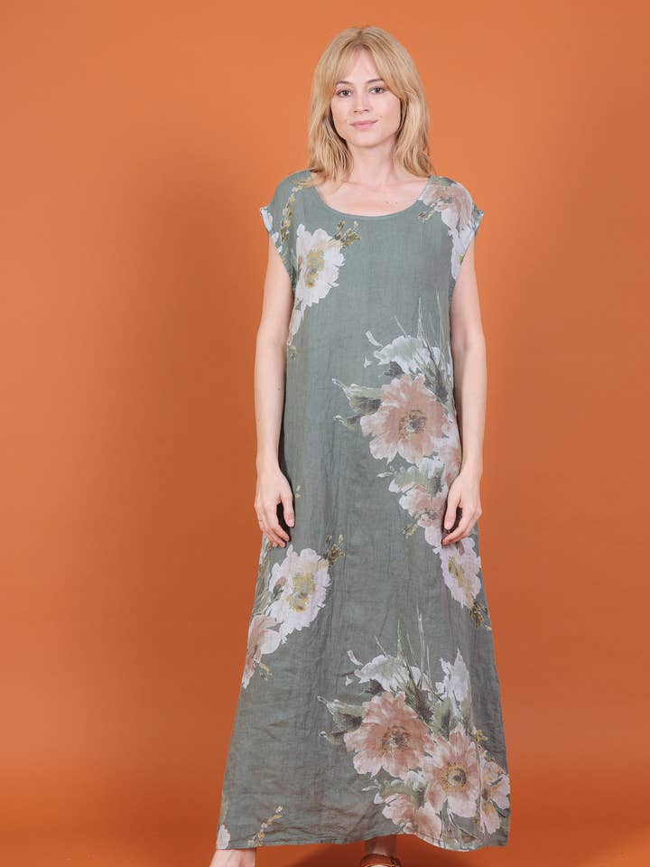 Floral linen dress 14970 for wholesale by Shyloh