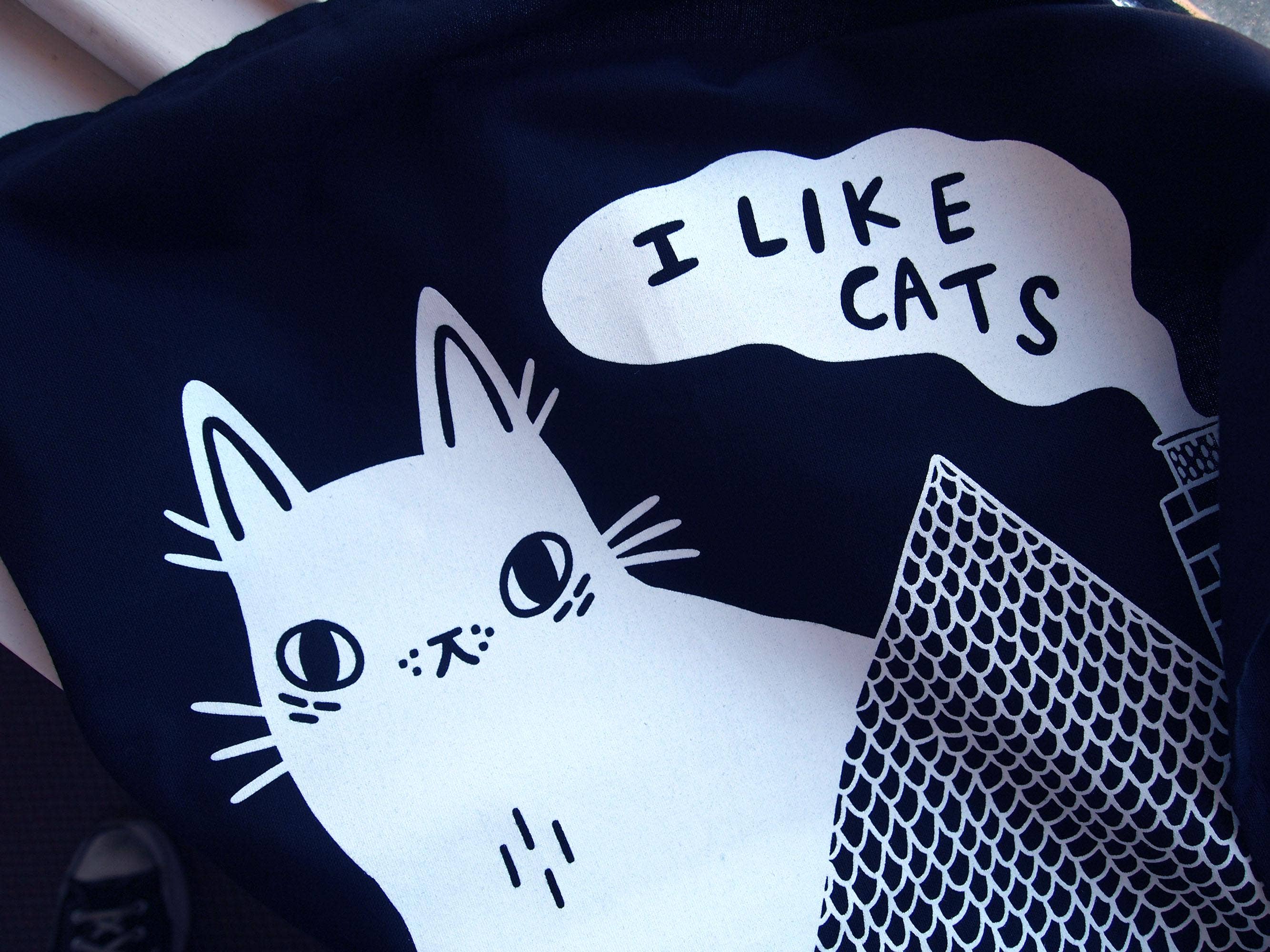 I LIKE CATS - Wholesale Tea Towel - Cotton Tea Towel With Cat and House Screen Print1