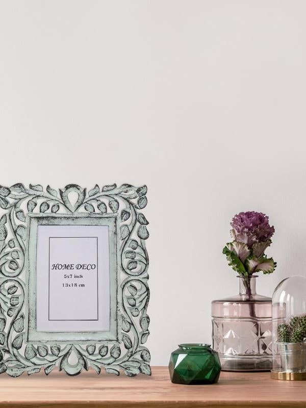 Hand-carved Negative Space Trellis Picture Frame for wholesale by Little Elephant