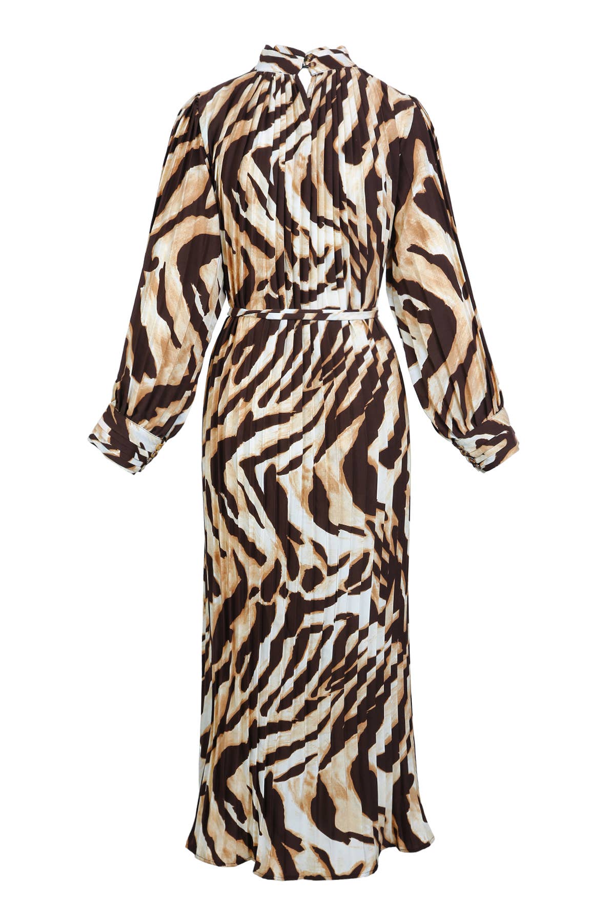 Beulah Style - Wholesale Dress - Women's - Abstract Swirl Print Pleated Maxi Dress PC34428