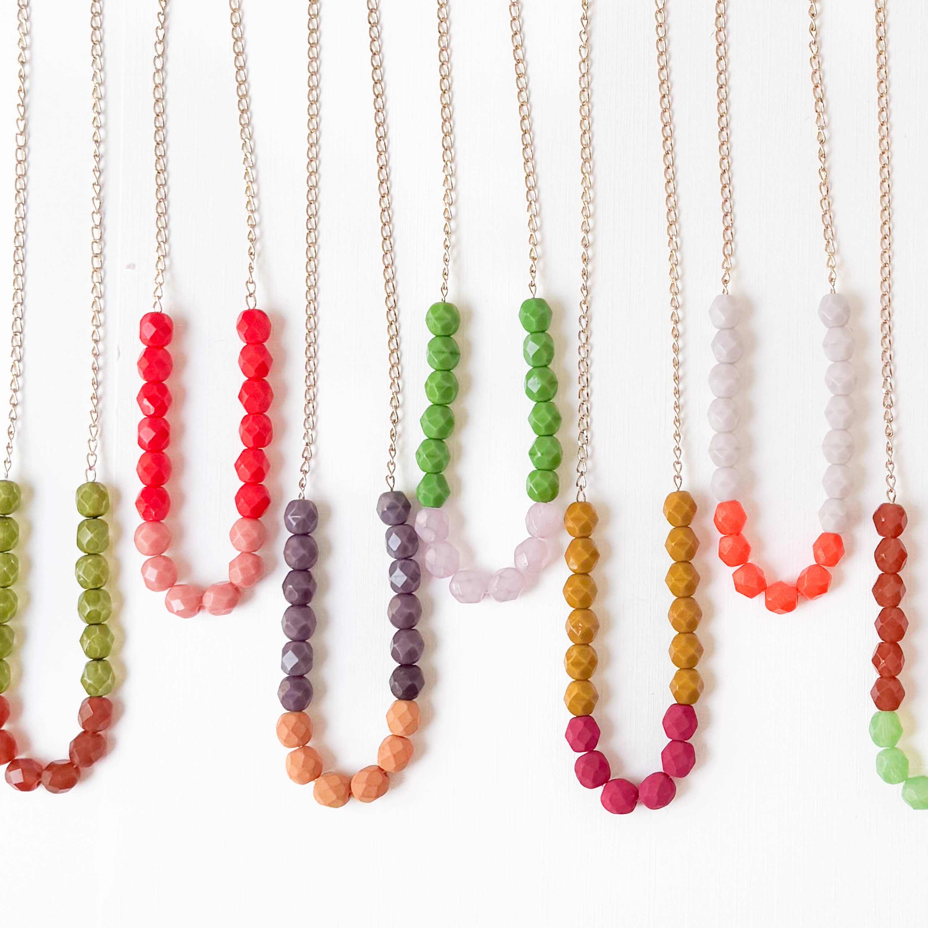 Nest Pretty Things - Wholesale Beaded/Pearl Necklace - Two-Tone Glass Bead Necklace on 24K Gold Chain- 12 colors0