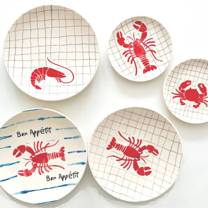 Assiette en céramique peinte à la main - 20 cm, design méditerranéen Gemi pour la vente par Hipsterkids