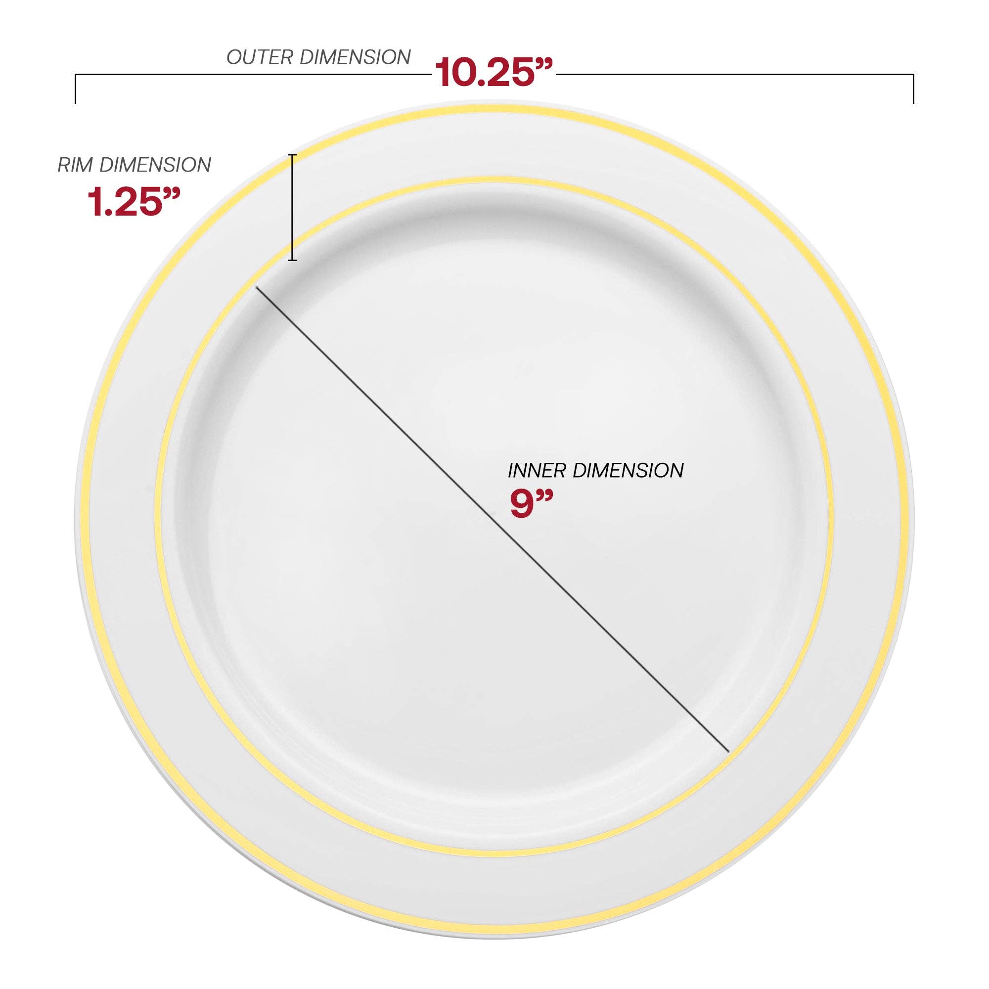Smarty had a Party – wholesale Engångsplatta – 10,25" Vita med Guldkant Plast Middagstallrikar - 120 st2