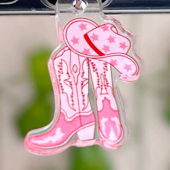 Kindle Charm, Cowgirl Boots Bookish E-Reader Dust Plug for wholesale by Amberlin Studio