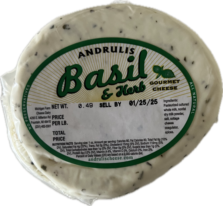 Andrulis - Venta al por mayor Quesos - Queso de granja Andrulis con albahaca y hierbas1