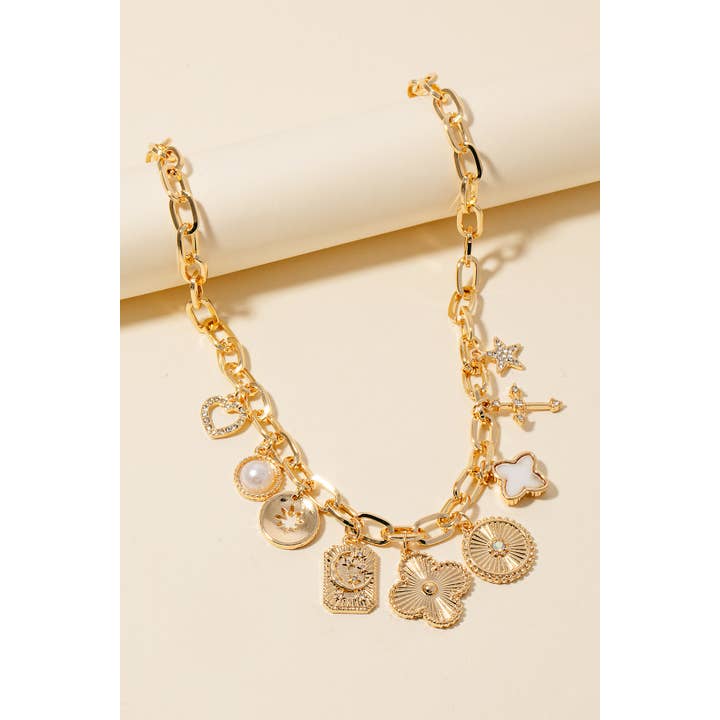Anarchy Street - Wholesale Pendant/Charm Necklace - Multi Charms Chain Link Necklace