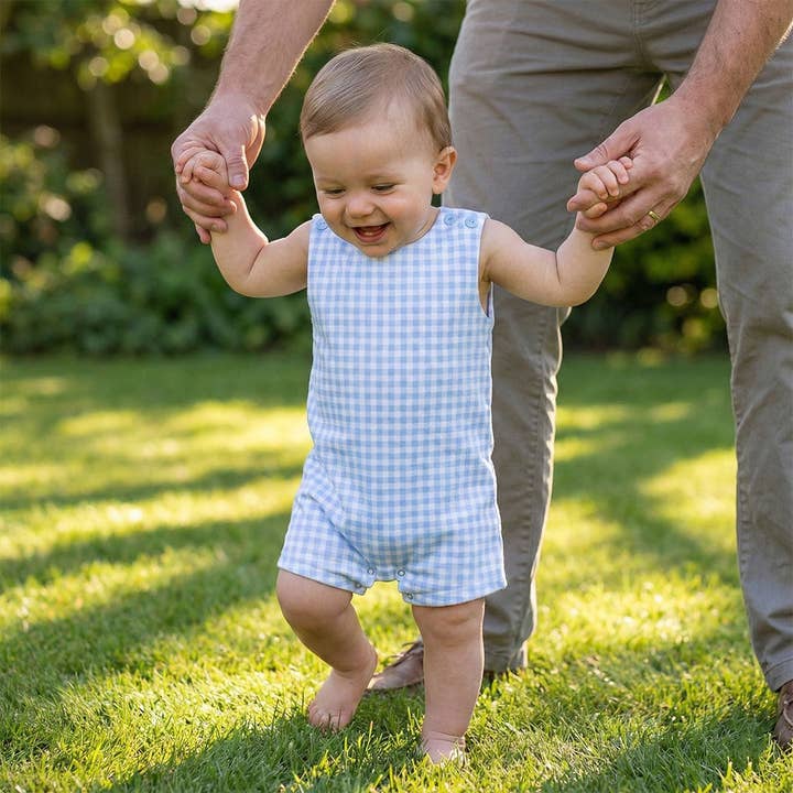 Blue Gingham John voor wholesale door Ishtex Textile Products, Inc.