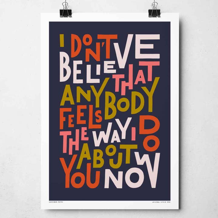 Sketchbook Design – Engroshandel Kunsttryk – Wonderwall Indie Music Fed Typografi Sang Lyrisk tryk