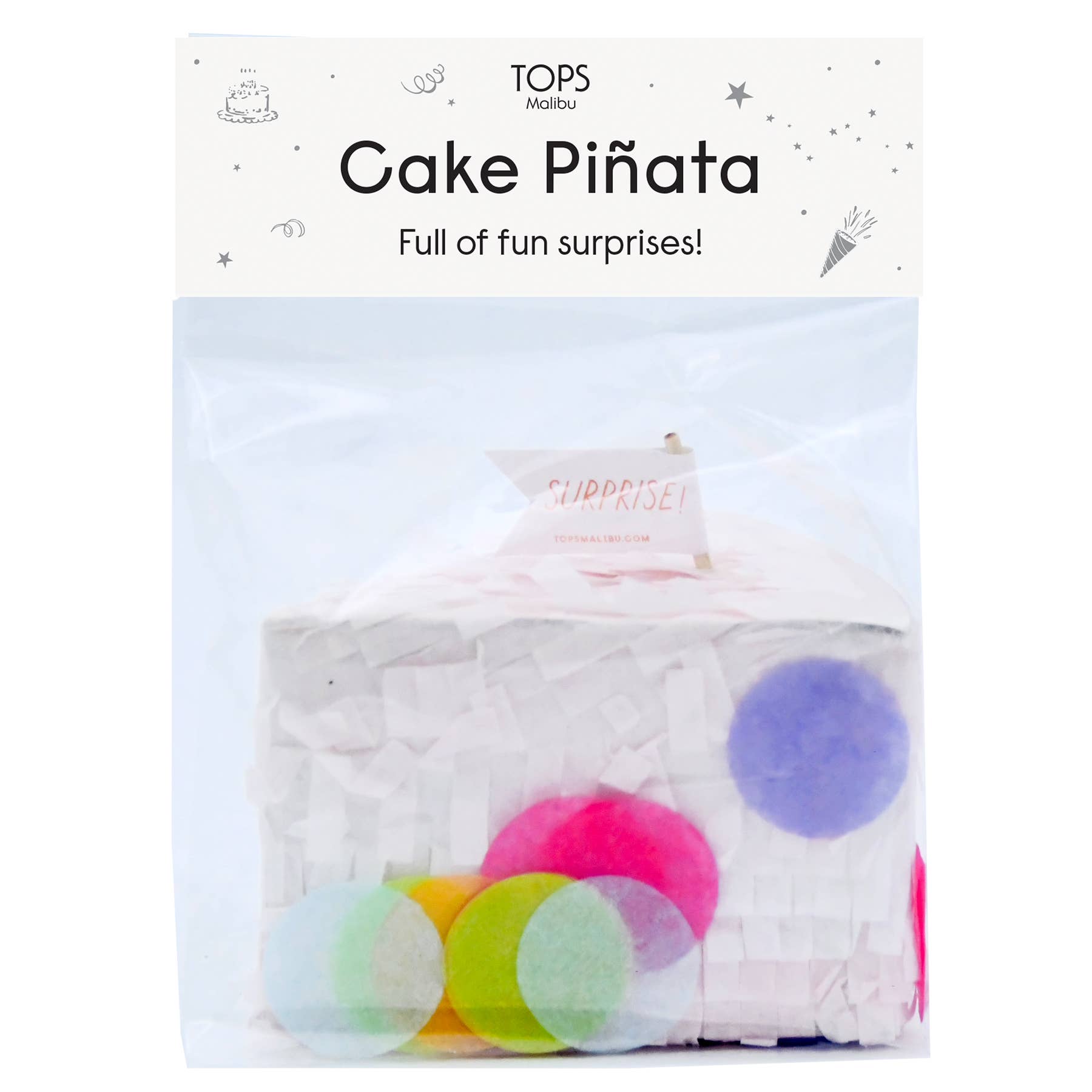TOPS Malibu - Wholesale Party Favor - Mini 4" Tabletop Piñata - Cake Slice in Party Bag - Asst2