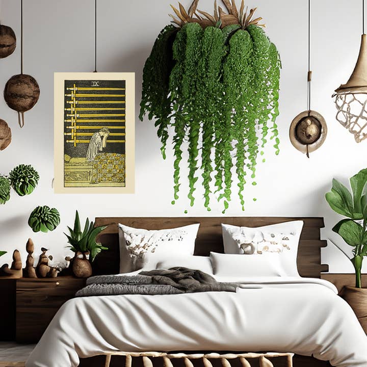 Nine Of Swords Canvas Print - Tarot Card Art for Home or Office - Apothecary Decor for wholesale by Print Pothecary