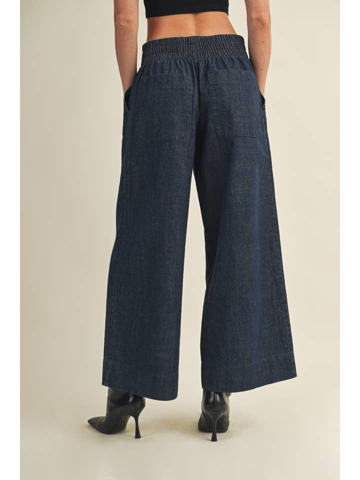 INDIGO BACK BANDING DENIM PANTS for wholesale on Faire3