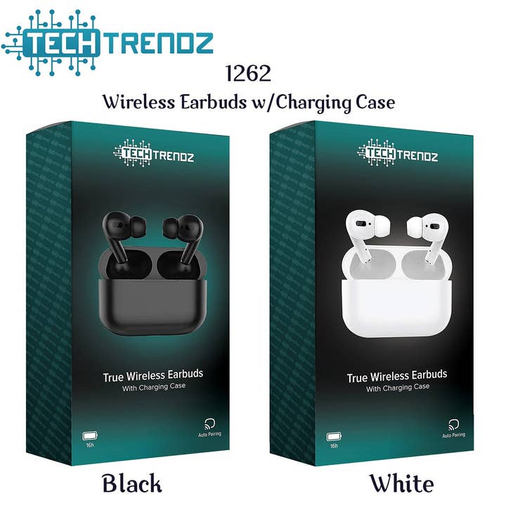 Pro Style Wireless Earbuds w/Charging Case-White for wholesale by Tech Trendz