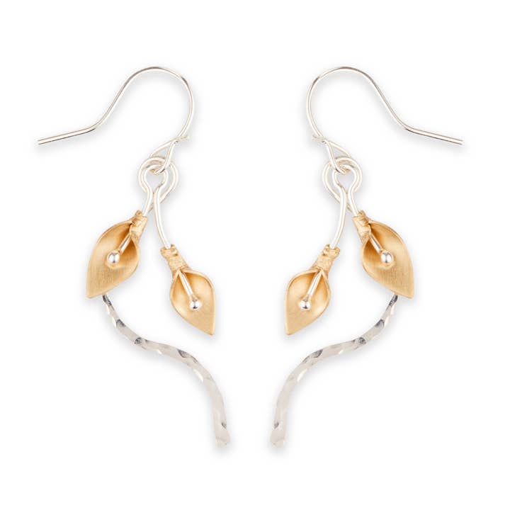 Calla Lily Stem Dangle Earring for wholesale by Mark Steel Jewelry