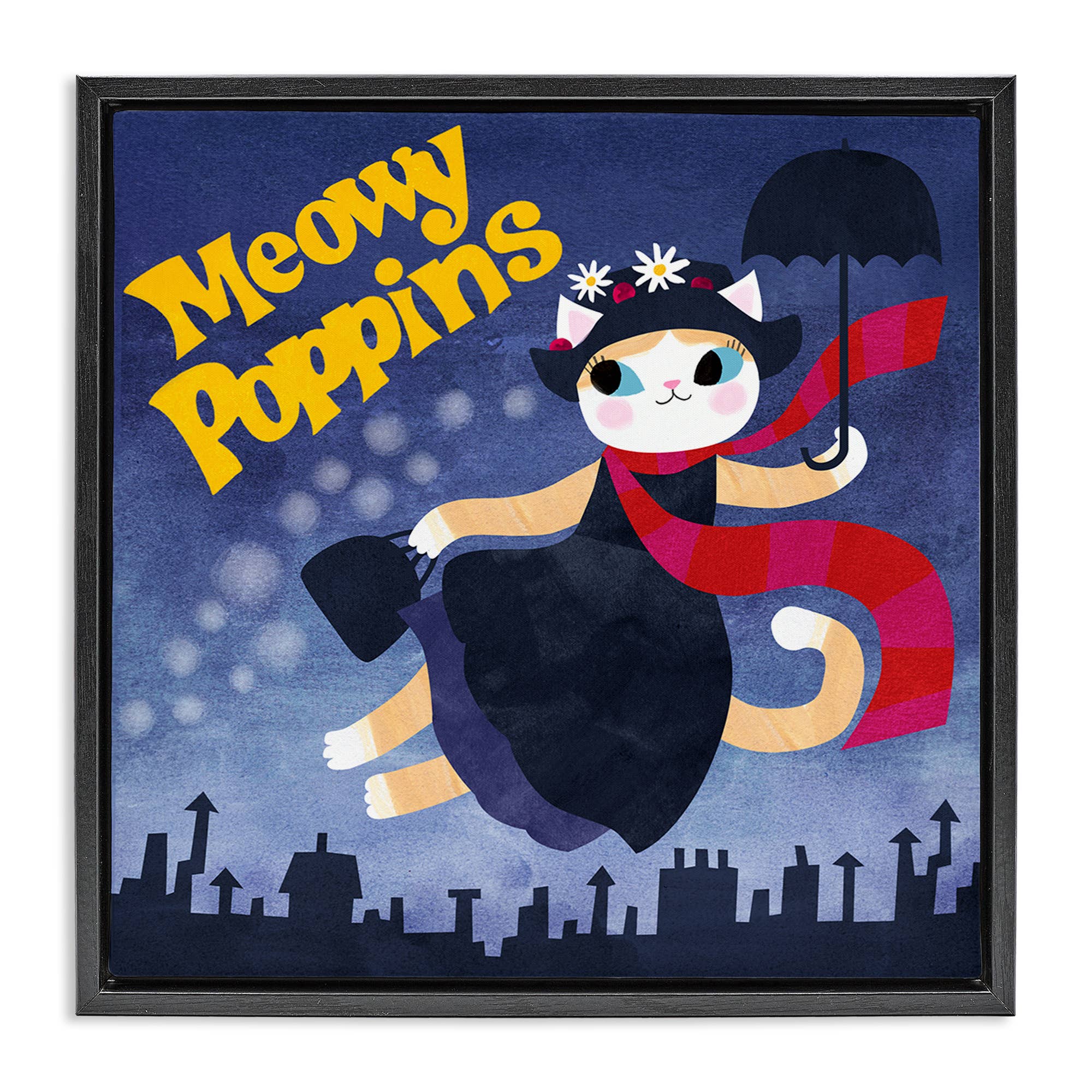 Stupell Industries - Wholesale Wall Sign - Meowy Poppins Cat Parody - Framed Wall Art22