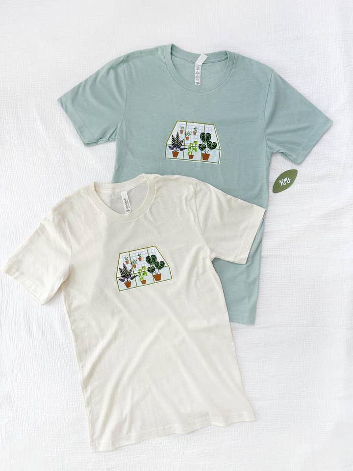 Katie May Designs - Wholesale Screen Printed T-Shirt - Women's - Greenhouse Houseplant Lover Leaf T-Shirt1