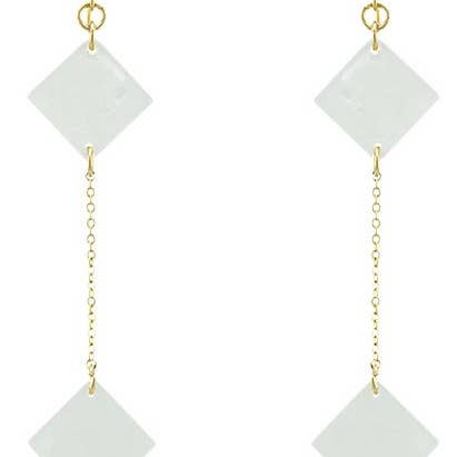 Earrings - Cream 2 Tier Drop Acrylic for wholesale by Flirt Jewelry