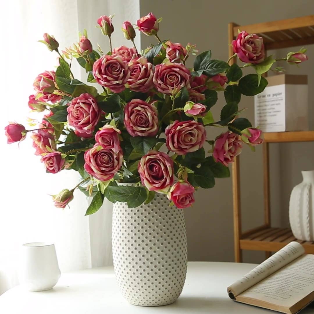 ACNITE(We cover U.S. import duties) - Wholesale Kunstbloemen - Zijden bloemstuk met 6 koppen sneeuwrozen voor woondecoratie4