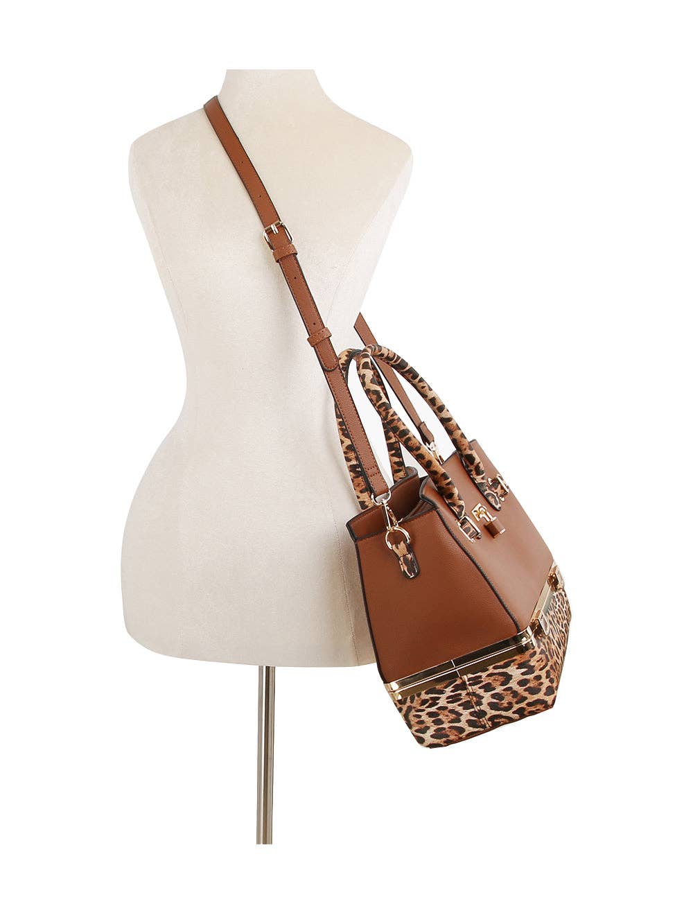 Handbag Factory Corp - Wholesale Top Handle Bag - Women's - 2 in 1 Cheetah Accent Handbag and Clutch3