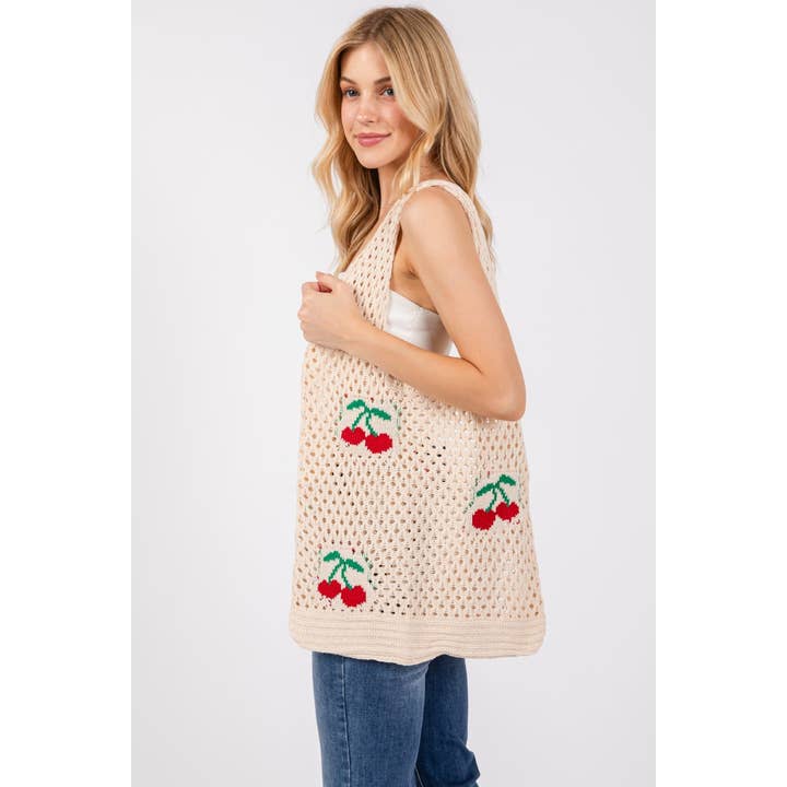 IV Cherry Print Net Shoulder Bag for wholesale on Faire2