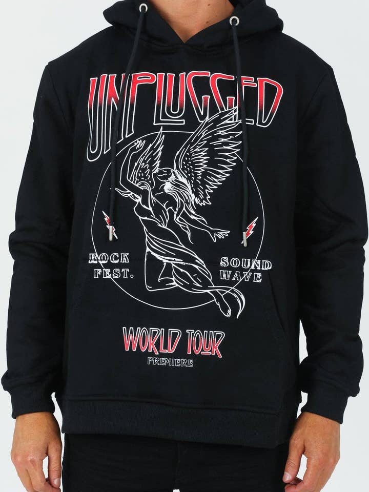 Black Unplugged Hoodie for wholesale by World Tour