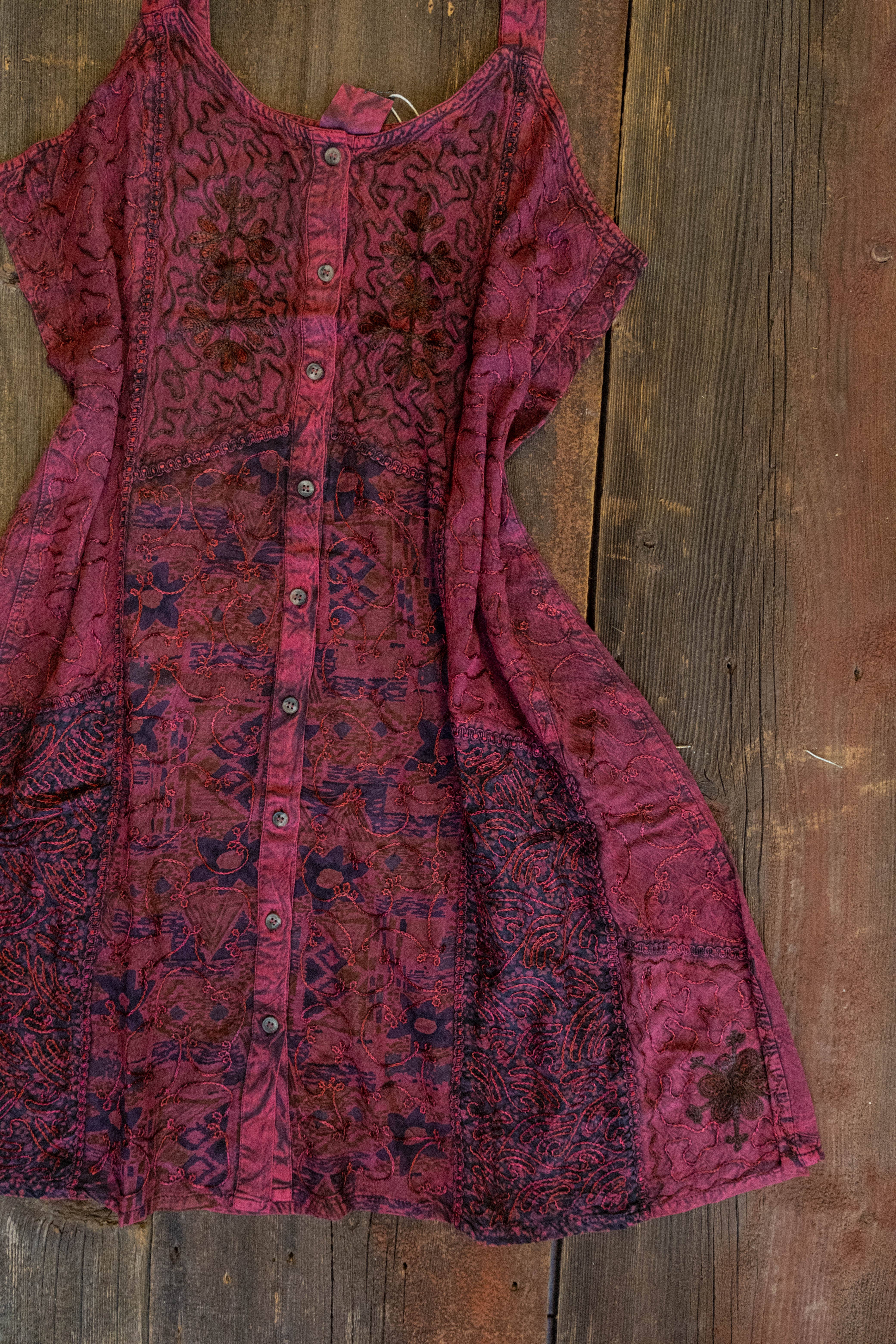 Gardenbelle Shop - Venta al por mayor Vestido - Mujer - Minivestido de patchwork bordado Bohemian Cottage Core PLUS9