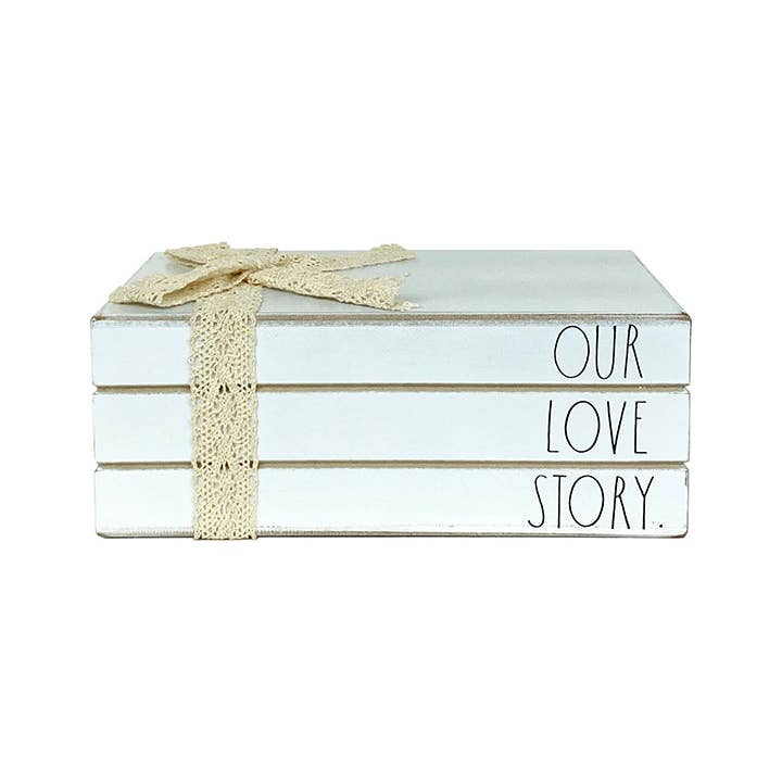 DesignStyles Home - Wholesale Decorative Tabletop Object - Rae Dunn “Our Love Story” Wooden Fake Decor Books