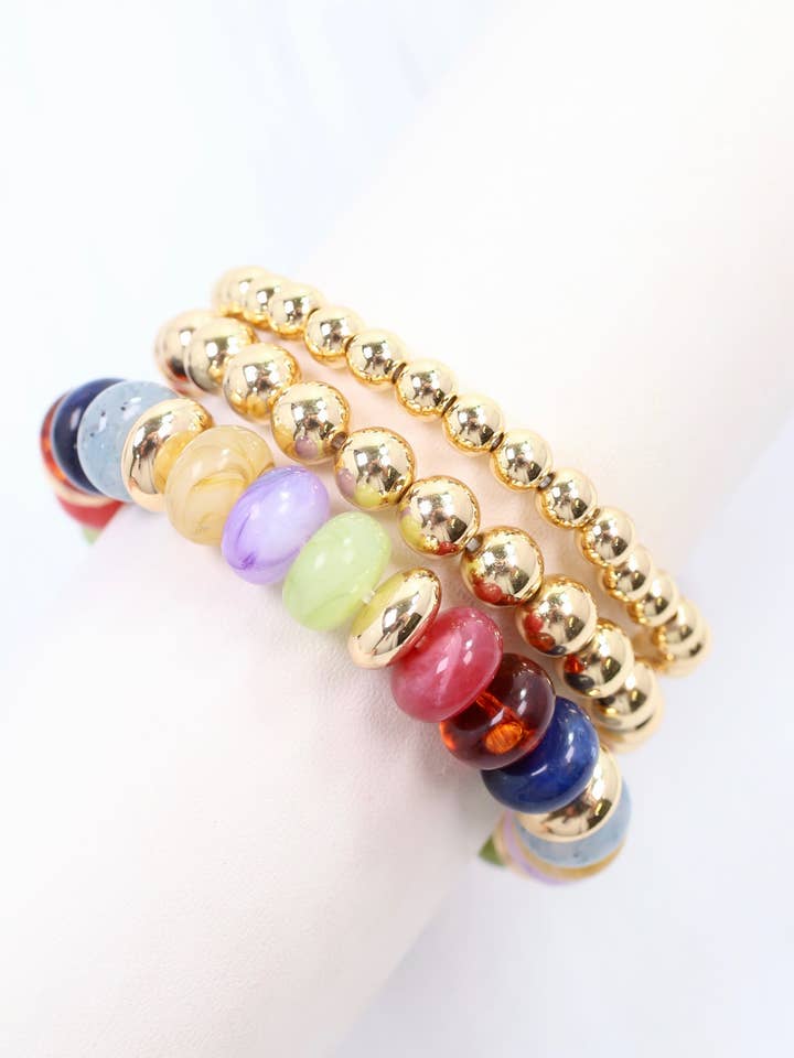 Eye Candy Stretch Bracelet Set Dark Multi for wholesale by Caroline Hill