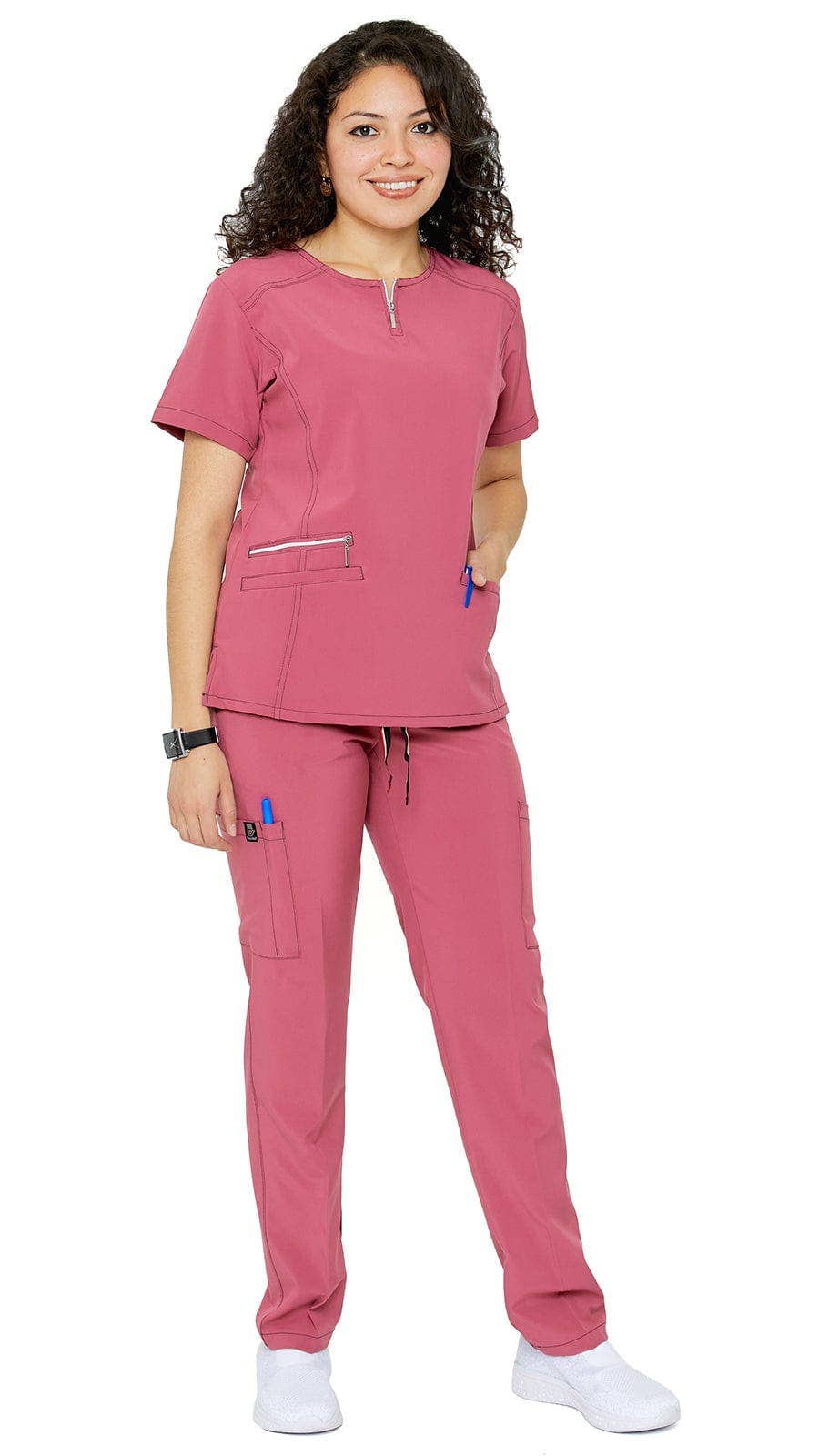 Dress A Med – wholesale Healthcare uniform – Women's – Women's Soft Stretch Silver Zipper Uniform Scrubs - Style ST4002