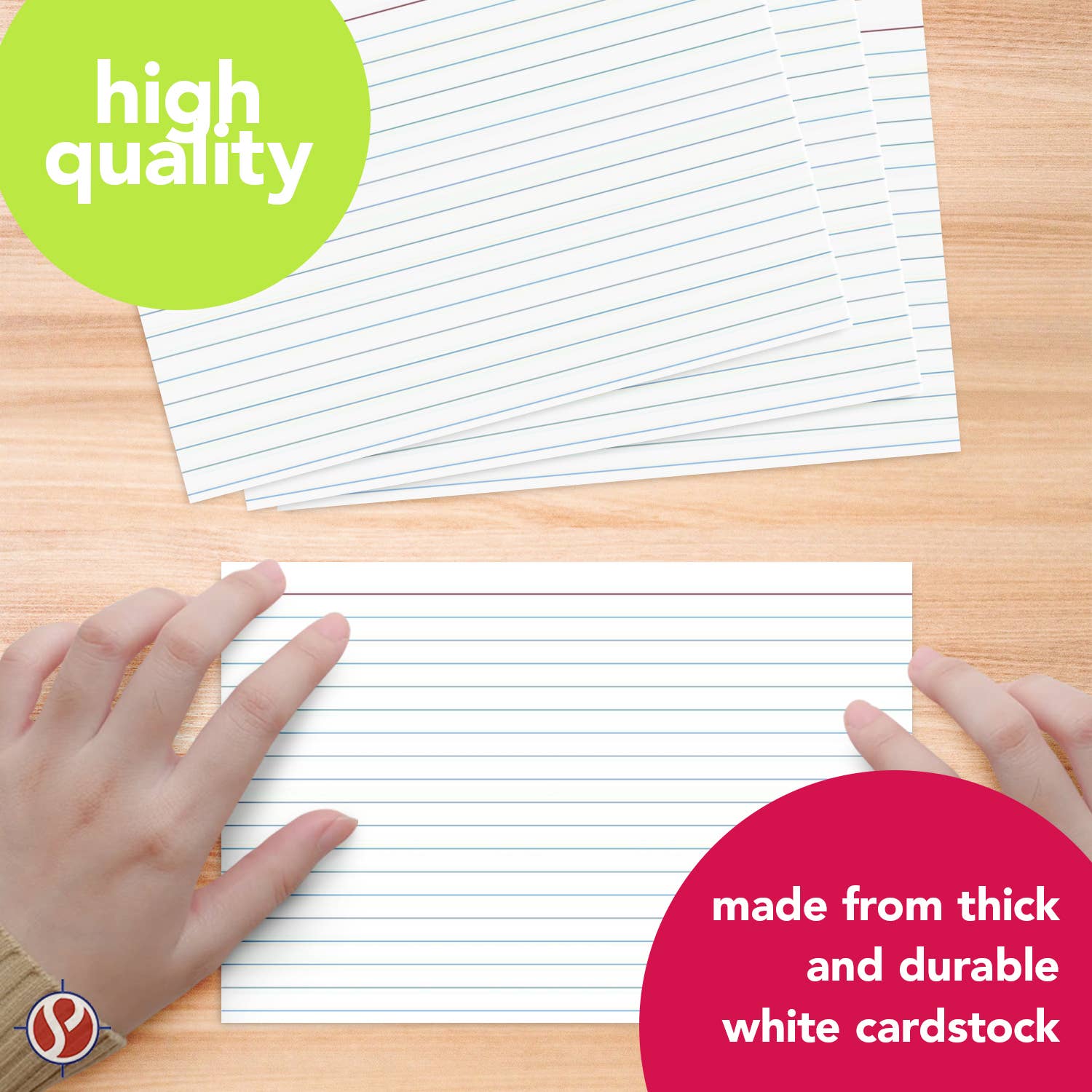 Fine Cardstock - Wholesale Stationery/Notecard Set - Ruled Index Cards - Heavyweight 80lb Cover - 100 per Pack3