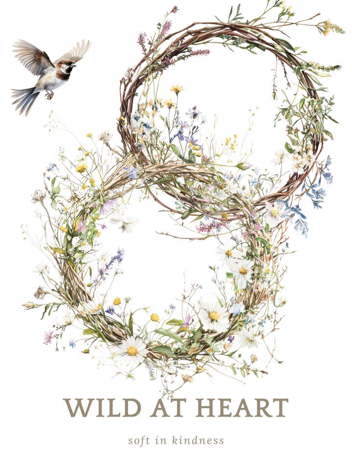 Sustainable postcard Wild at heart wreath for wholesale by Mookstories
