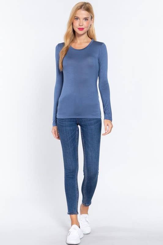 Active Basic | Active USA - Venta al por mayor Jersey corto de punto - Mujer - Top de manga larga con cuello redondo2