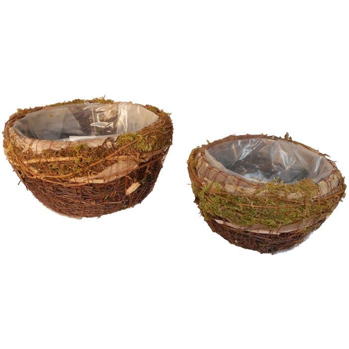 Set of 2 Round Mountain Rattan Baskets with Liners for wholesale by Lucknow Southern and Company