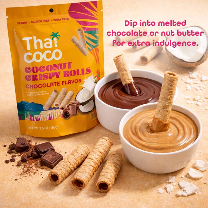 Thai Coco - Wholesale Cookie - Chocolate Coconut Crispy Rolls - 3.5 oz 2