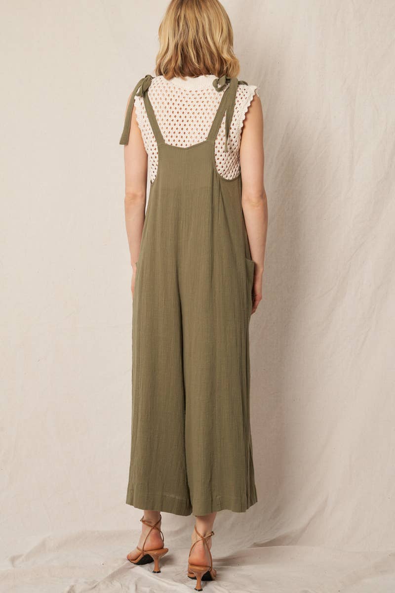 En Crème - Wholesale Jumpsuit - Women's - Ruched Neck Shoulder Tie Loose Fit Jumpsuit23