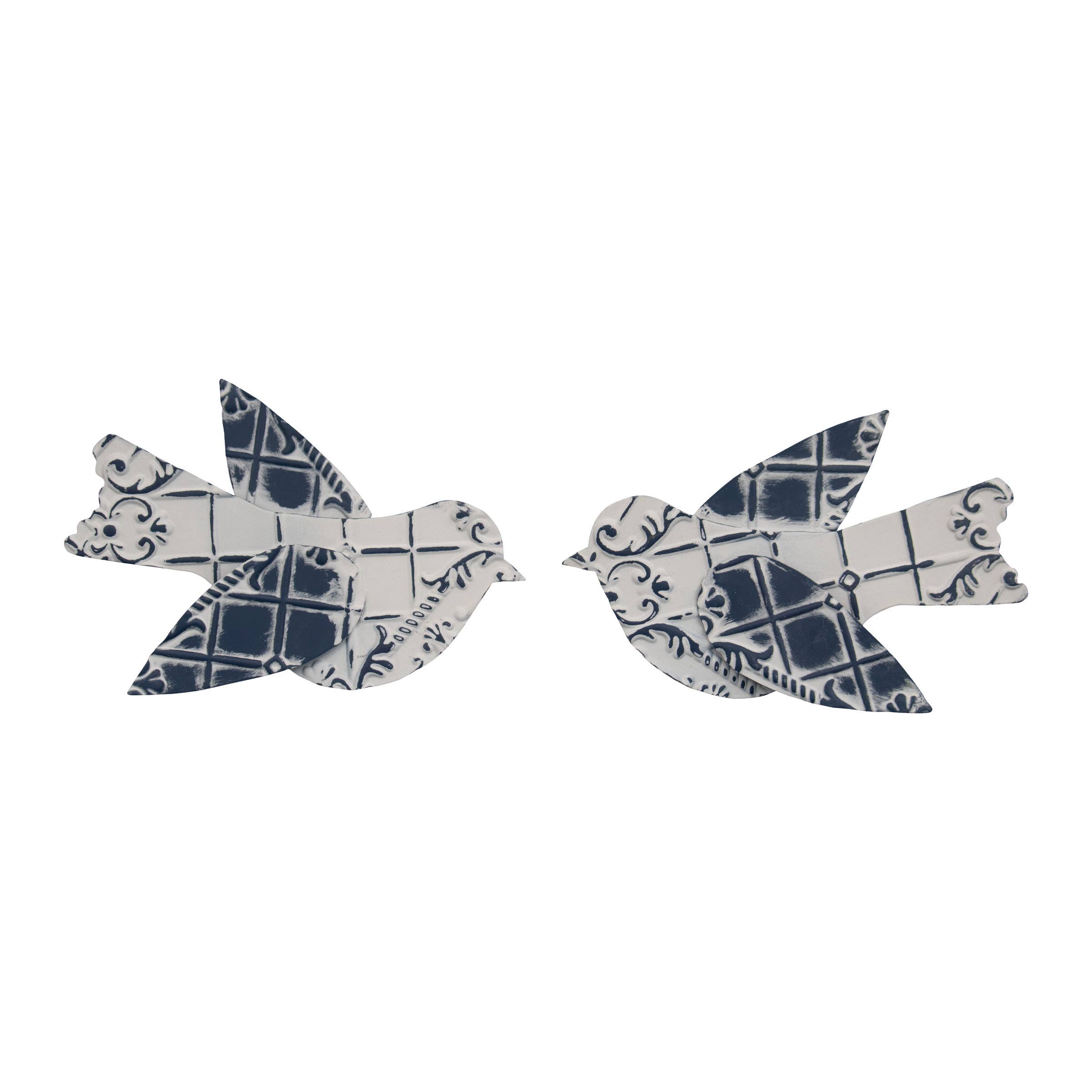 Foreside Home & Garden - Wholesale Wall Accent - SALE - Lizzie Set 2 White Blue Bird Cottage Wall Decor2