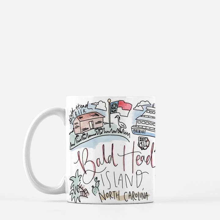 Bald Head Island NC Aquarell-Tasse aus Keramik, 11 oz für den Großhandel von Signet Sealed