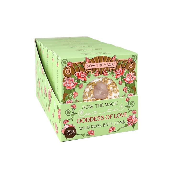Sow the Magic - Wholesale Bath Bomb/Fizz - Goddess of Love Wild Rose Bath Bomb with Rose Quartz