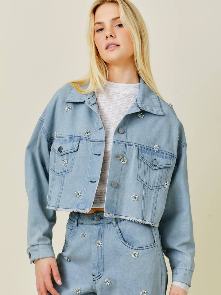 VESTE EN JEAN À BORDURES pour la vente par Baevely by Wellmade USA