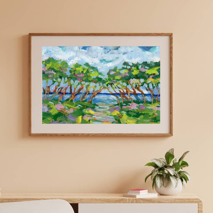 Fort Fisher Canopy / Oinramad Utskrift för wholesale av Elizabeth Sheats Art & Design