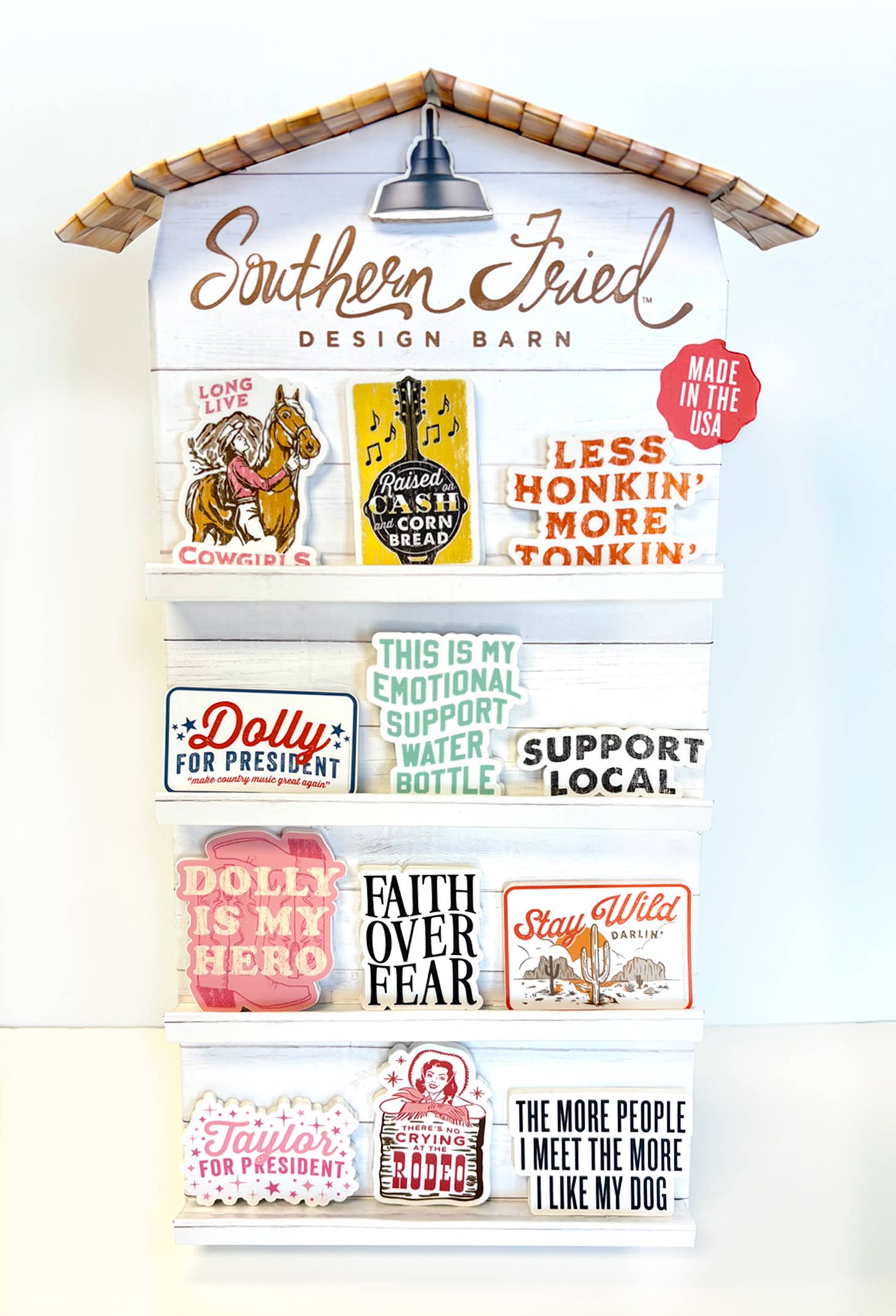 SOUTHERN FRIED DESIGN BARN - Wholesale Retailer Display - Paper & Novelty - Sticker Display - Filled With Our 12 Bestsellers0