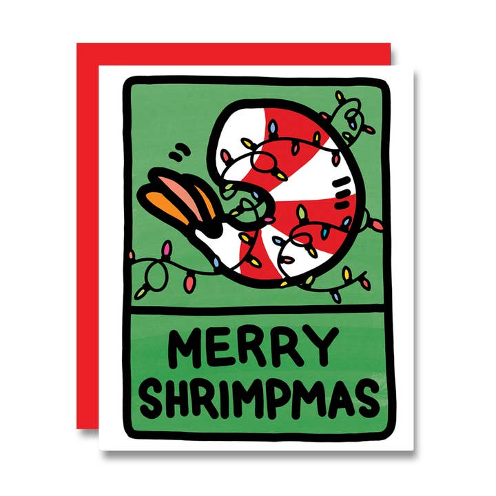 Merry Shrimpmas! Holiday Card for wholesale by PapaLlama