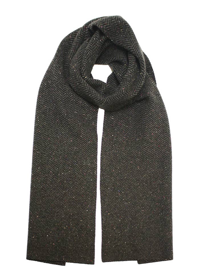 Visgraat donegal gebreide kasjmier sjaal Kembla Grijs Blauw voor wholesale door Hommard