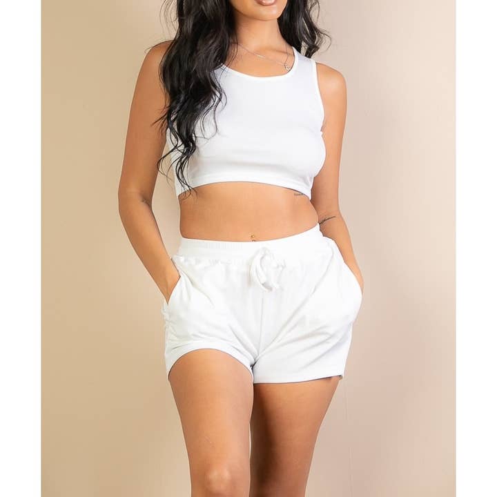 Paperdoll - Wholesale Top & Short Set (NOT Loungewear) - Women's - Ribbed Crop Tank Top And Shorts Set